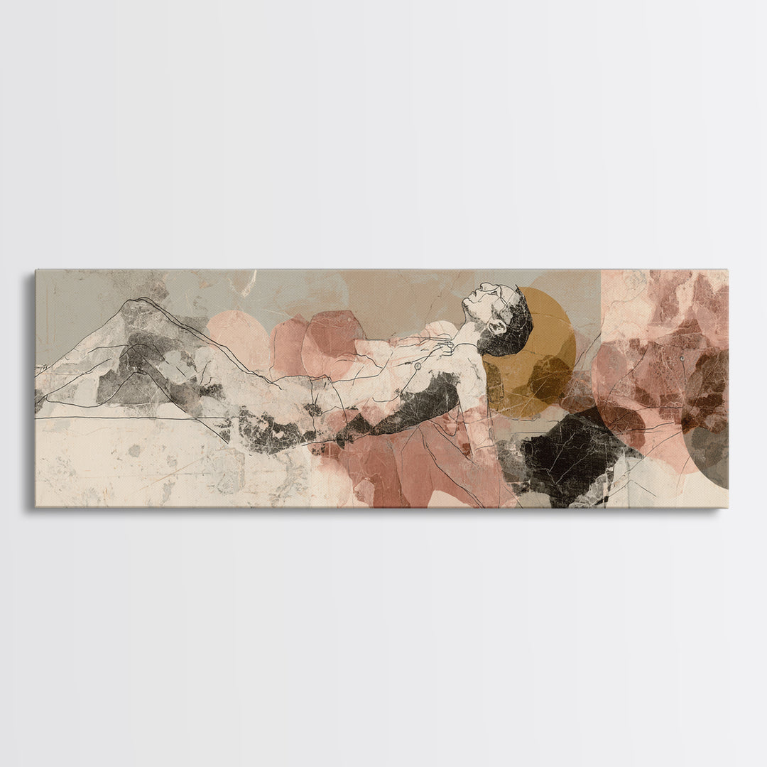 Classical Reclining Figure Implied Through Line Art Canvas Print, Master Bedroom, Above Bed Decor, Bedroom Decor, Sanctuary, MAS-3x1-86