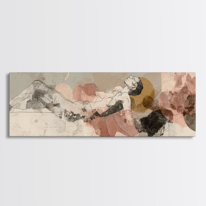 Classical Reclining Figure Implied Through Line Art Canvas Print, Master Bedroom, Above Bed Decor, Bedroom Decor, Sanctuary, MAS-3x1-86