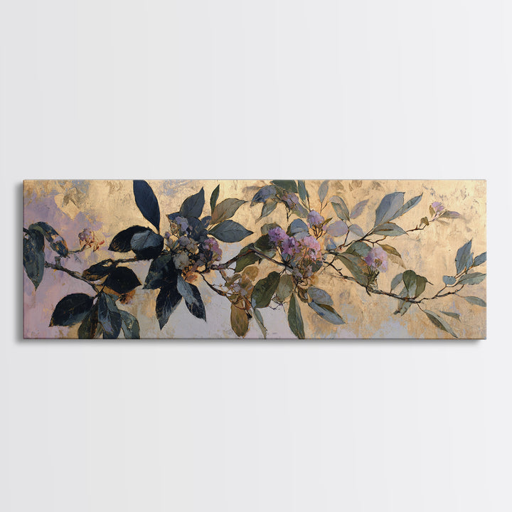 Dreamy Celestial Moon and Botanical Composition Framed Canvas Print, Master Bedroom, Bedroom Decor, Oil Painting, Sanctuary, MAS-3x1-99