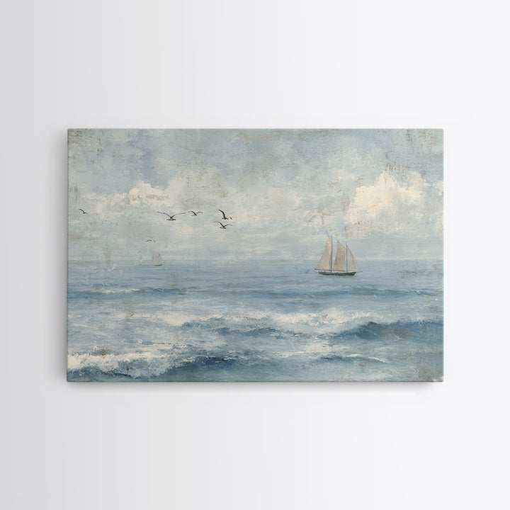 Hotel Coastal Landscape Canvas Print, Master Bedroom, Living Room Prints, Bedroom Decor, Watercolor Art, Sanctuary, MAS-3x2-1