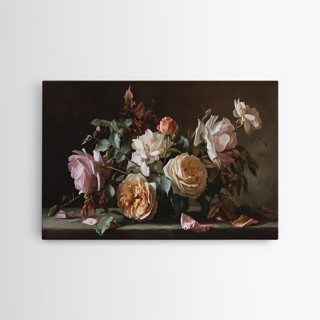 Warm Candlelit Still Life Framed Canvas Print, Master Bedroom, Wall Art, Bedroom Decor, Oil Painting, Sanctuary, MAS-3x2-100