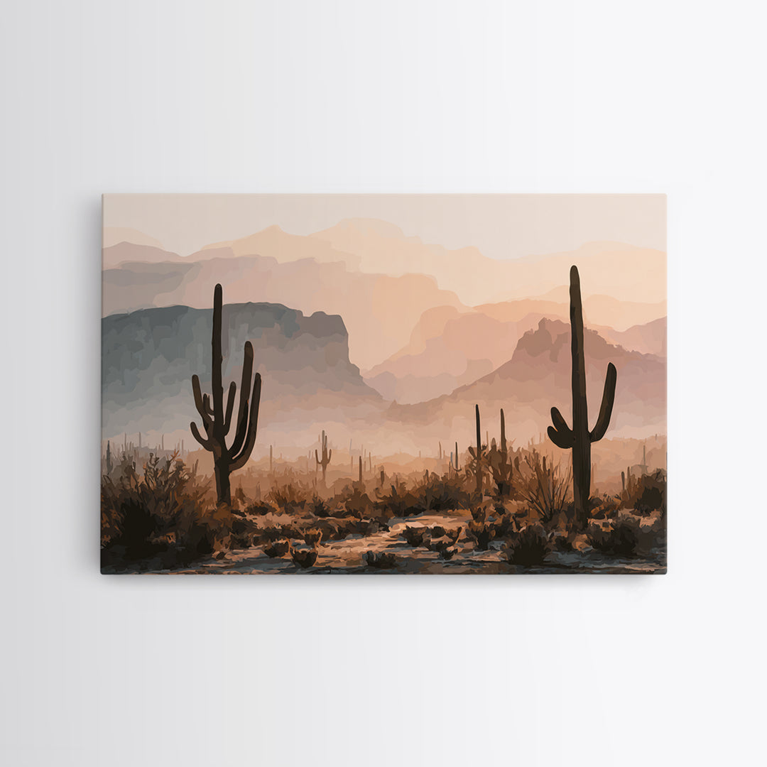Quiet Desert Dusk Framed Canvas Print, Master Bedroom, Bedroom Wall Art, Bedroom Decor, Oil Painting, Sanctuary, Signs for Home, MAS-3x2-14