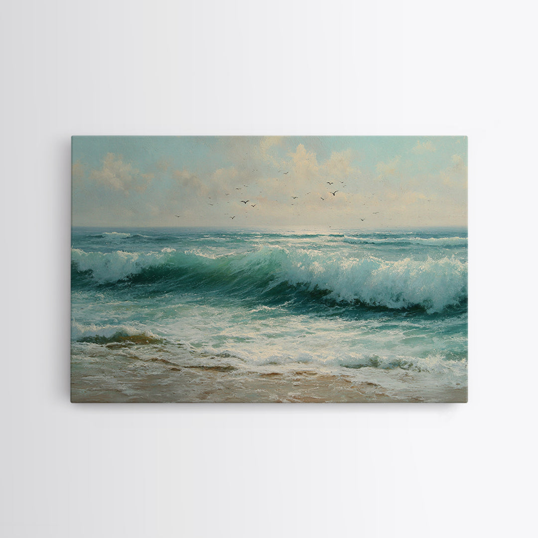 Elegant Moonlit Ocean Horizon Canvas Print, Master Bedroom, Modern Decor, Bedroom Decor, Fine Art, Sanctuary, Wall Decor, MAS-3x2-29