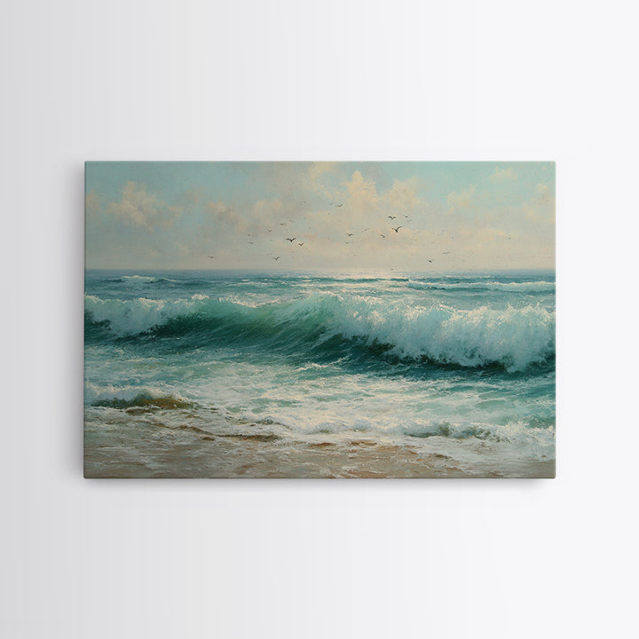 Elegant Moonlit Ocean Horizon Canvas Print, Master Bedroom, Modern Decor, Bedroom Decor, Fine Art, Sanctuary, Wall Decor, MAS-3x2-29