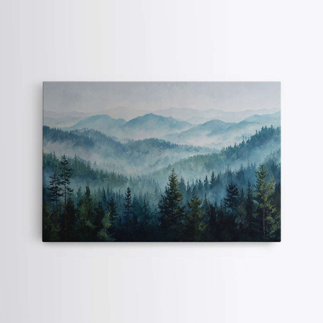 Calm Misty Forest Panorama Canvas Print, Master Bedroom, Room Decor, Bedroom Decor, Sanctuary, Wall Decal, Printable Art, MAS-3x2-56