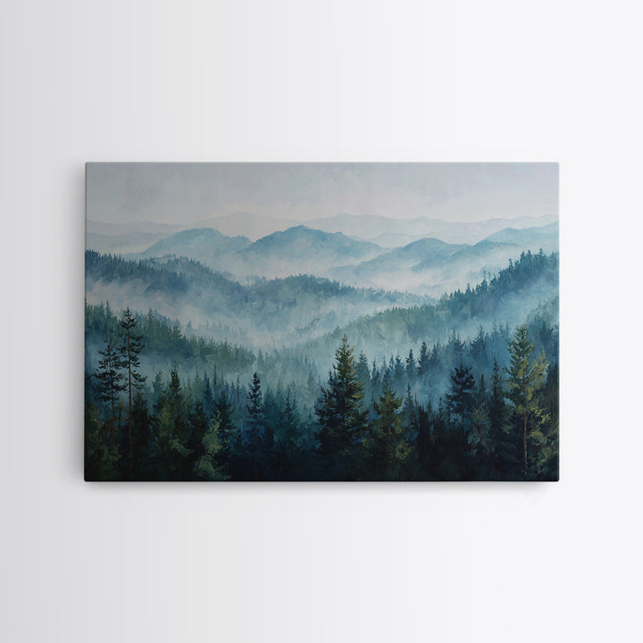 Calm Misty Forest Panorama Canvas Print, Master Bedroom, Room Decor, Bedroom Decor, Sanctuary, Wall Decal, Printable Art, MAS-3x2-56