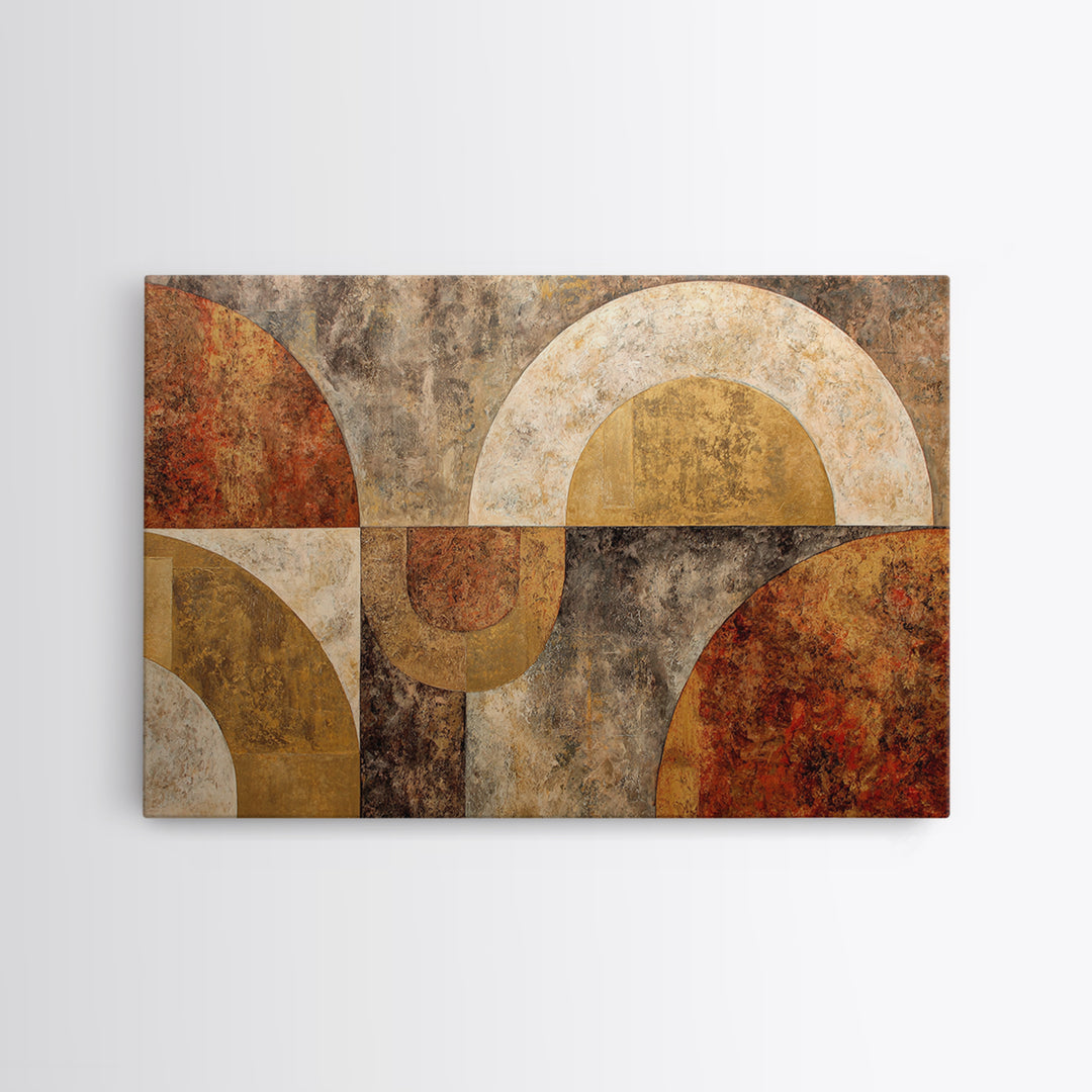 Gold Accented Abstract Arches Framed Canvas Print, Master Bedroom, Textured Painting, Bedroom Decor, Abstract Art, Sanctuary, MAS-3x2-60