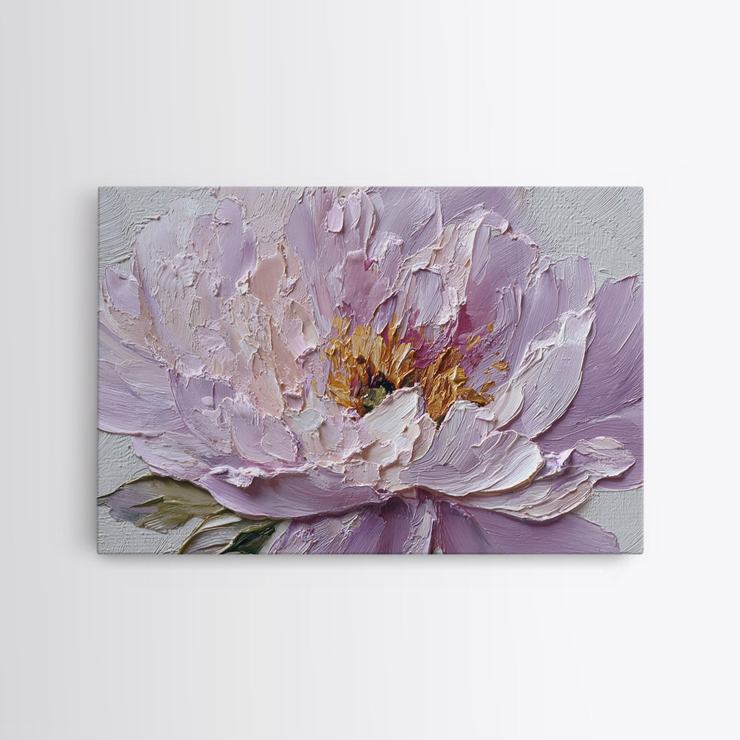 Romantic Neutral Peony Closeup Framed Canvas Print, Master Bedroom, Vinyl Wall Decal, Bedroom Decor, Fine Art, Sanctuary, MAS-3x2-78