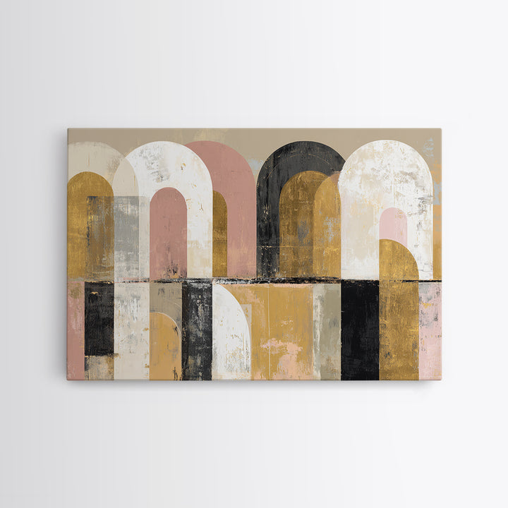 Gold Accented Abstract Arches Canvas Print, Master Bedroom, Wall Decor, Bedroom Decor, Sanctuary, Farmhouse Wall Decor, MAS-3x2-84