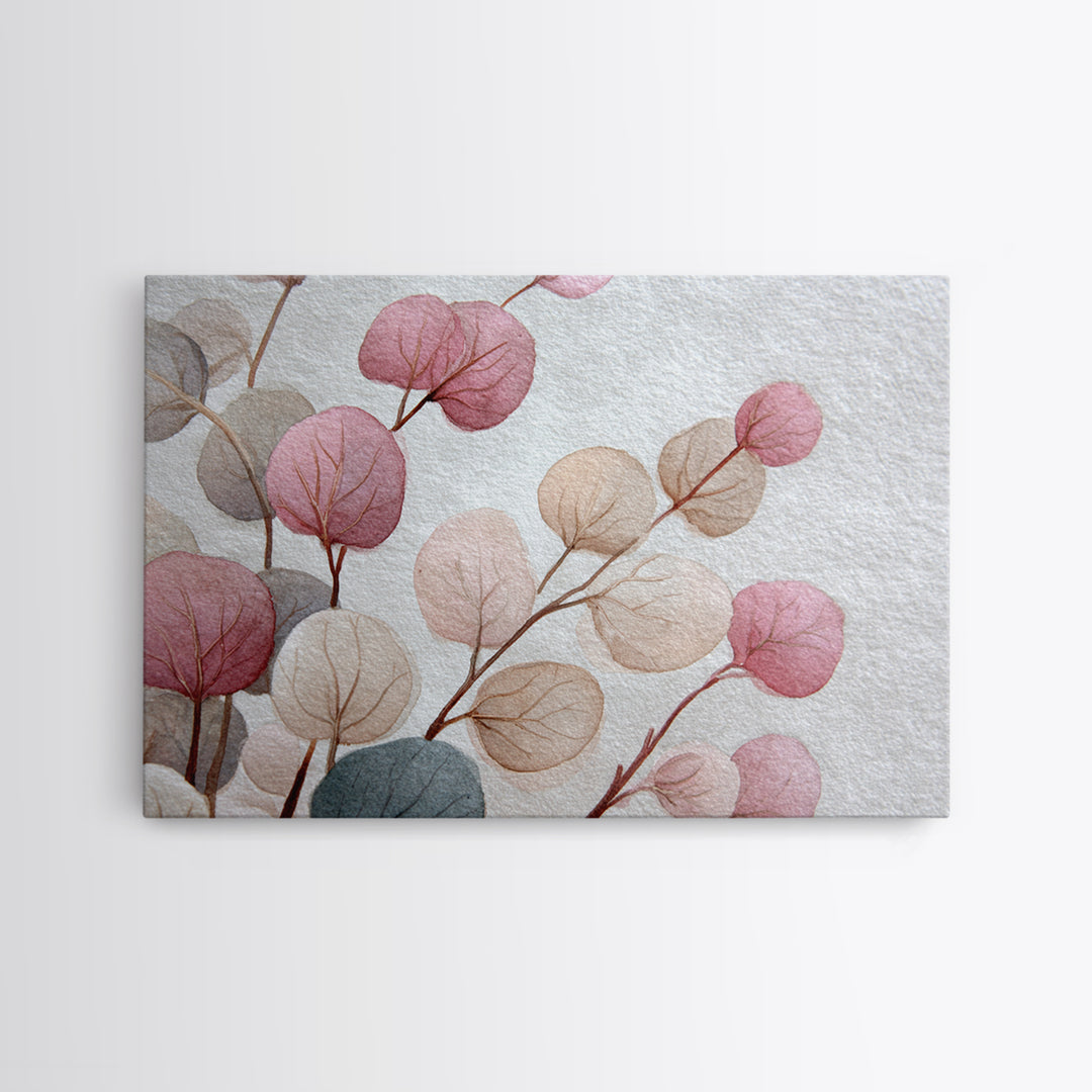 Gentle Eucalyptus Watercolor Branches Canvas Print, Master Bedroom, Art Print, Bedroom Decor, Oil Painting, Sanctuary, MAS-3x2-88