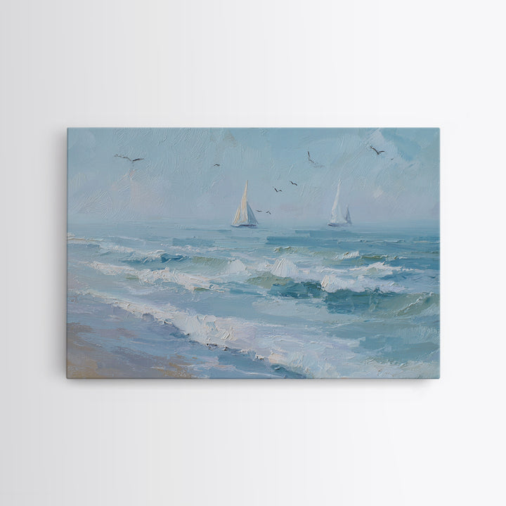Hotel Coastal Landscape Framed Canvas Print, Master Bedroom, Luxury Decor, Bedroom Decor, Fine Art, Sanctuary, Wedding Decor, MAS-3x2-97