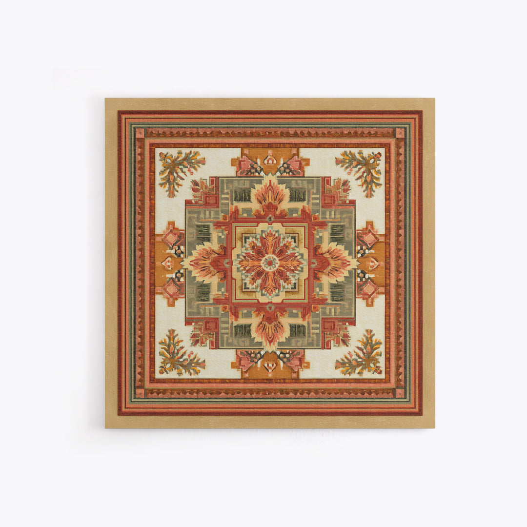 Bohemian Textile Pattern Framed Canvas Print, Maximalist Art, Art Nouveau, Living Room Decor, Maximal, Living Room Wall Art, MAX-1x1-44