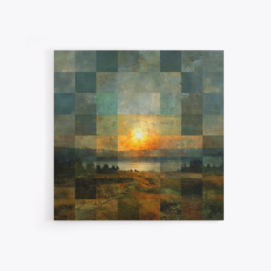 Eclectic Checkerboard Landscape Canvas Print, Maximalist Art, Fine Art Print, Living Room Decor, Maximal, Digital Prints, MAX-1x1-5
