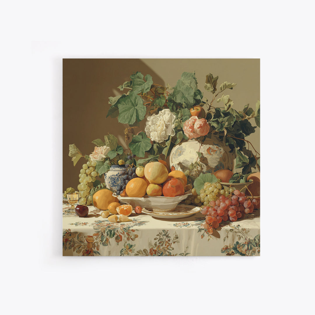 Rococo Fruit Feast Framed Canvas Print, Maximalist Art, Neutral Decor, Living Room Decor, Fine Art, Maximal, Home Decor, MAX-1x1-63