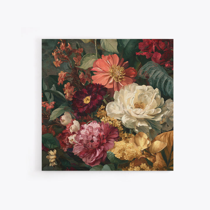 Crowded Botanical Tapestry Framed Canvas Print, Maximalist Art, Digital Print, Living Room Decor, Oil Painting, Maximal, MAX-1x1-7