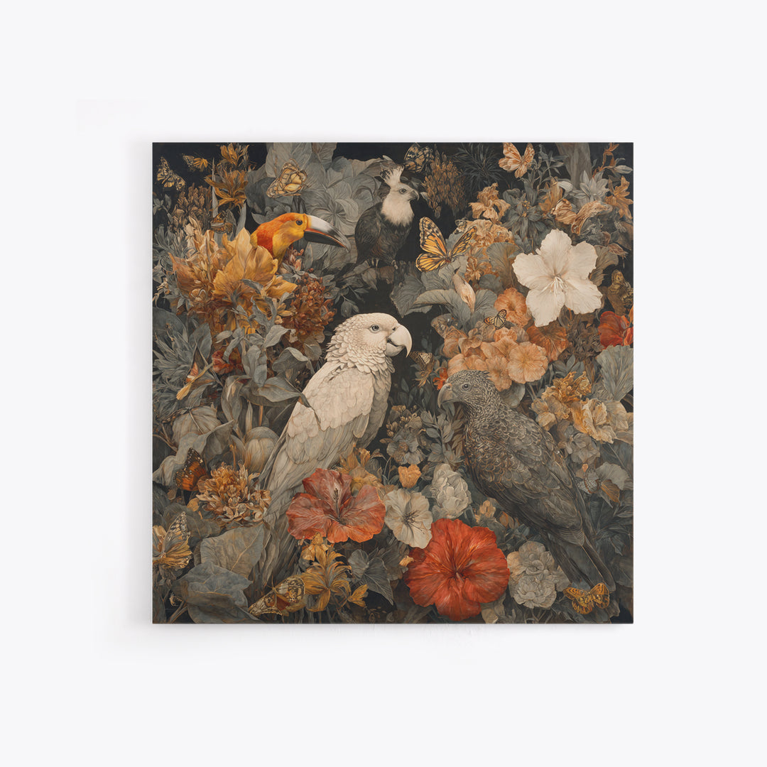 Explosive Floral Jungle Framed Canvas Print, Maximalist Art, Home Decor, Living Room Decor, Fine Art, Maximal, Printable Art, MAX-1x1-73