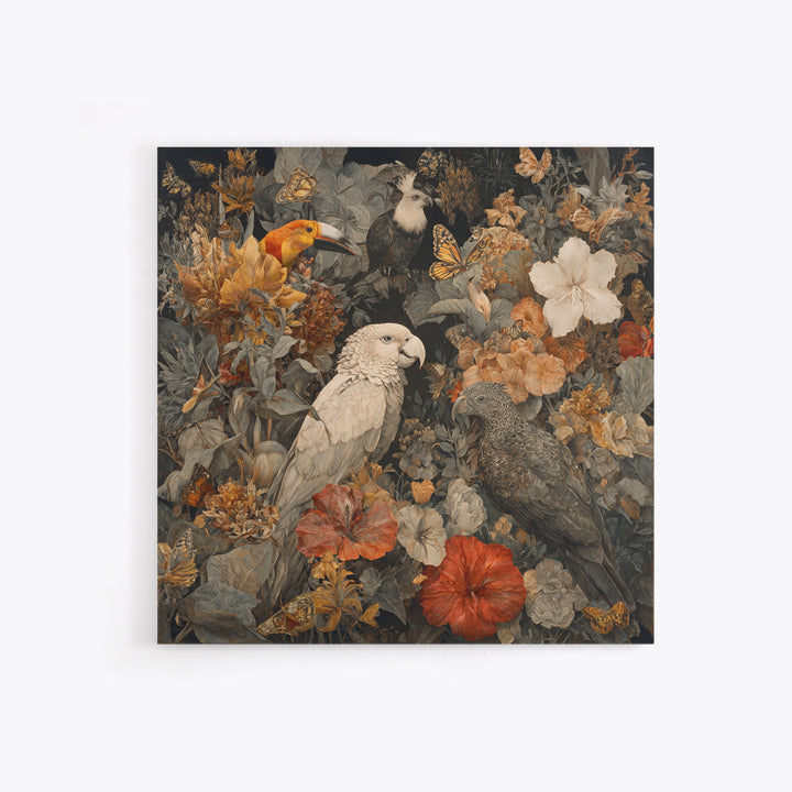 Explosive Floral Jungle Framed Canvas Print, Maximalist Art, Home Decor, Living Room Decor, Fine Art, Maximal, Printable Art, MAX-1x1-73