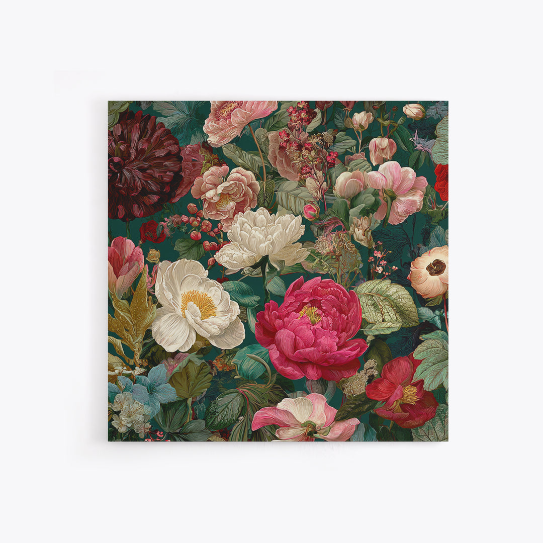 Crowded Botanical Tapestry Framed Canvas Print, Maximalist Art, Boho Decor, Living Room Decor, Fine Art, Maximal, Art Print, MAX-1x1-79
