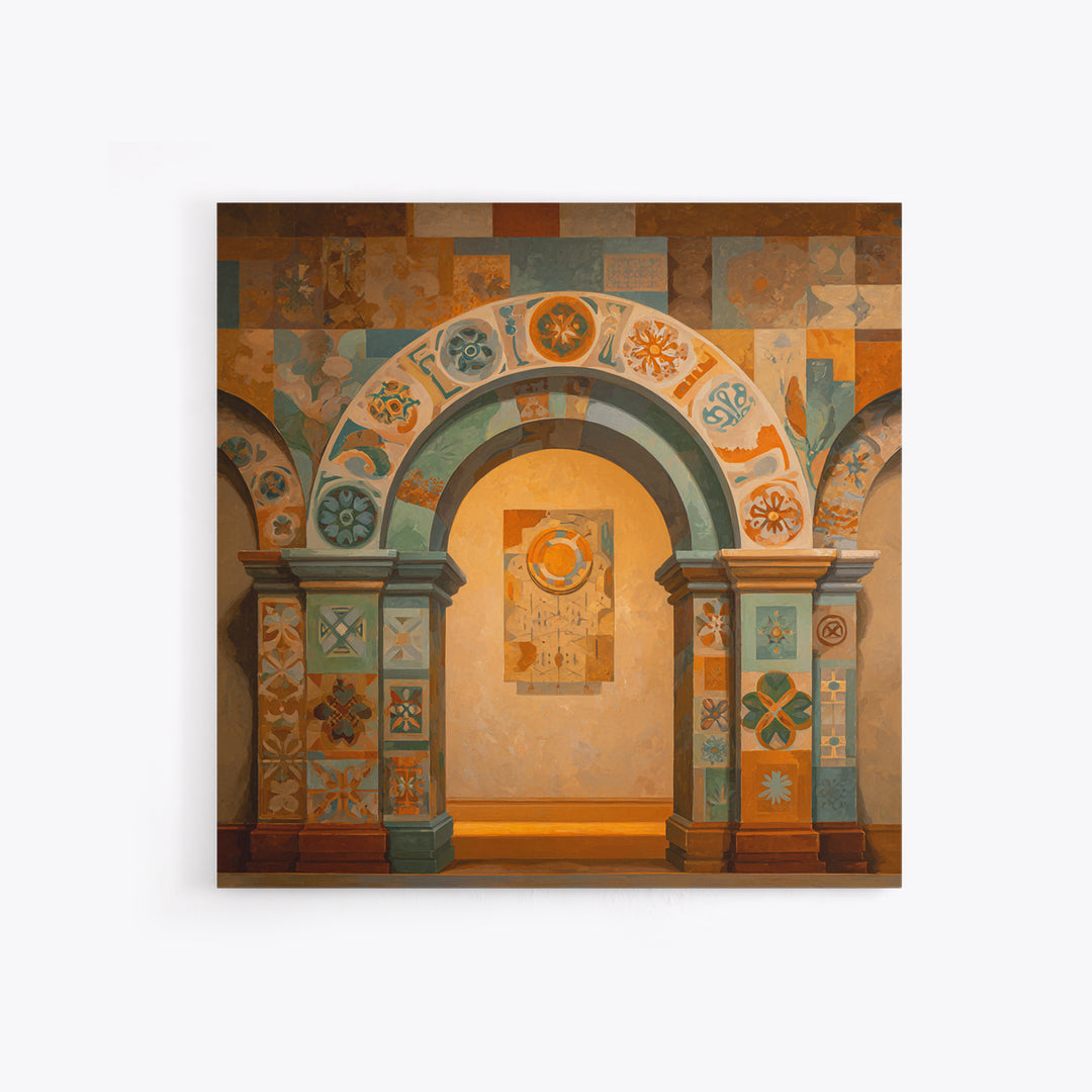 Ornamental Arch Filled Canvas Print, Maximalist Art, Room Decor, Living Room Decor, Fine Art, Maximal, Original Painting, MAX-1x1-91