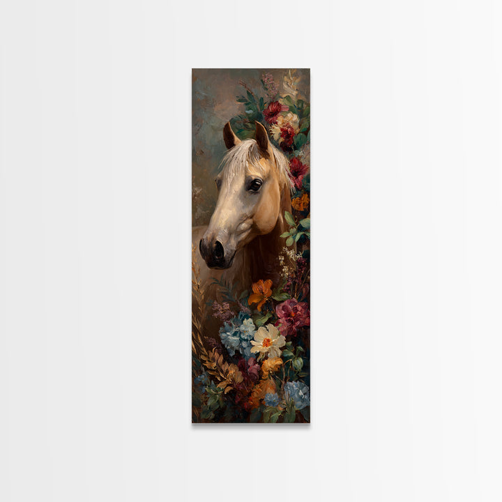 Jewel Tone Horse Portrait Canvas Print, Maximalist Art, Boho Wall Art, Living Room Decor, Oil Painting, Maximal, MAX-1x3-33