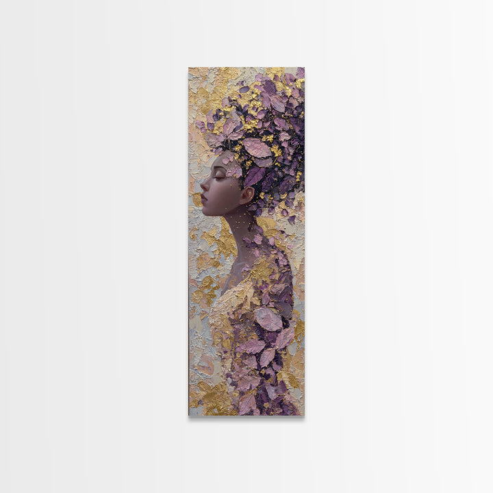 Patterned Moon Goddess Framed Canvas Print, Maximalist Art, Digital Art, Living Room Decor, Fine Art, Maximal, Pink Wall Art, MAX-1x3-36