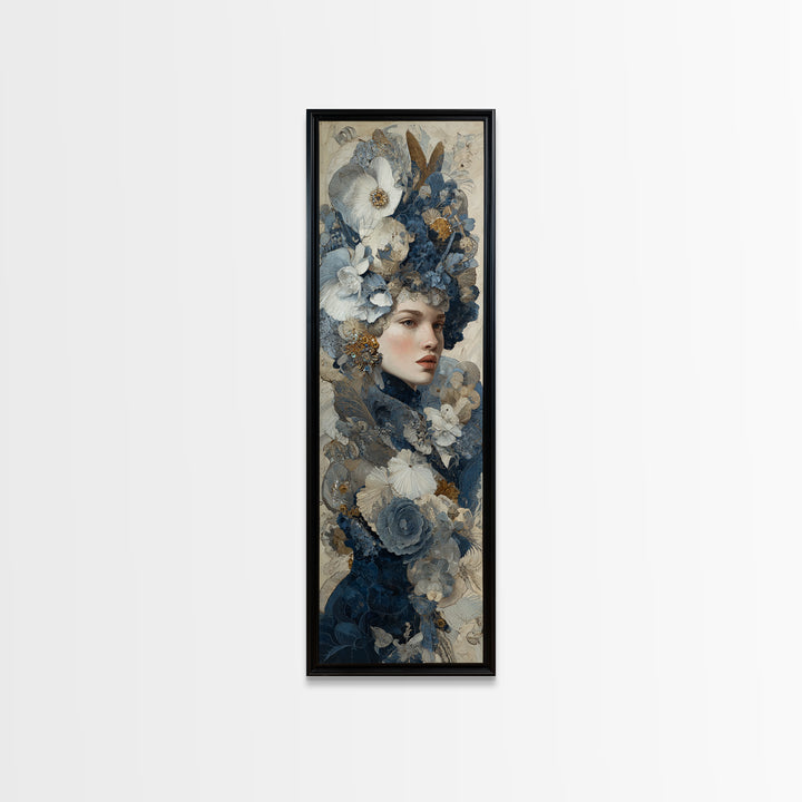 Ornate Portrait with Layered Textiles and Jewels Canvas Print, Maximalist Art, Digital Print, Living Room Decor, Maximal, MAX-1x3-40