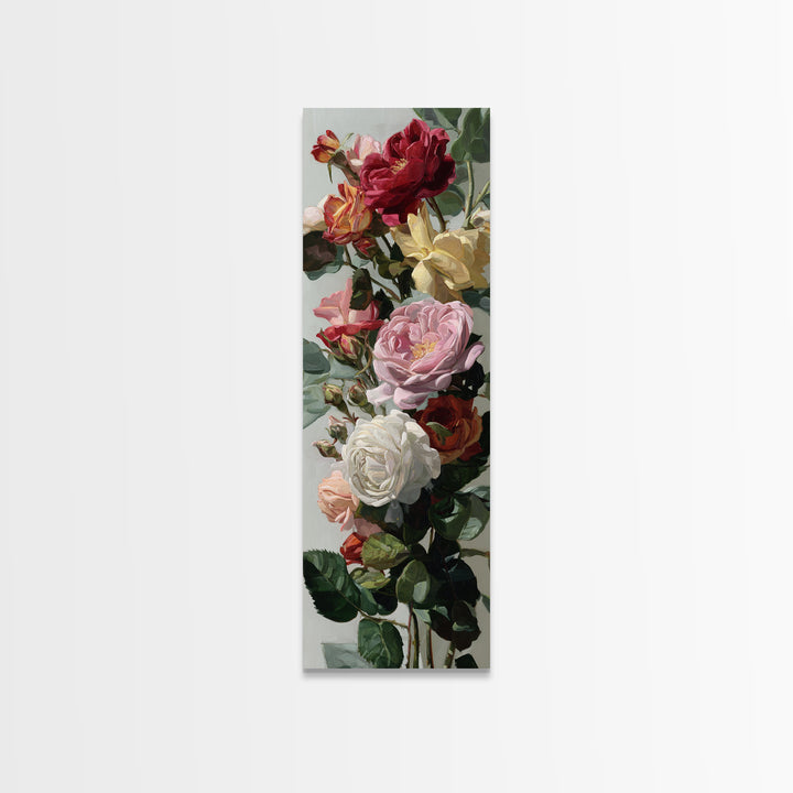 Baroque Roses Mixed Framed Canvas Print, Maximalist Art, Luxury Decor, Living Room Decor, Abstract Art, Maximal, MAX-1x3-66