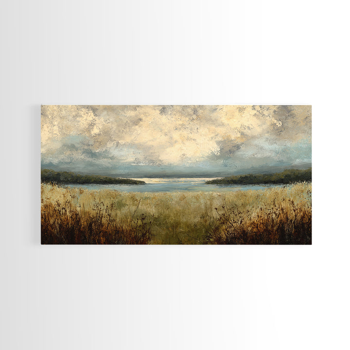 Eclectic Checkerboard Landscape Framed Canvas Print, Maximalist Art, Living Room Decor, Oil Painting, Maximal, MAX-2x1-1