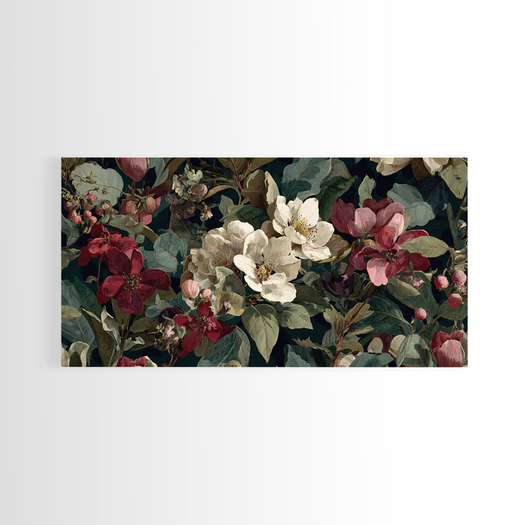 Crowded Botanical Tapestry Framed Canvas Print, Maximalist Art, Abstract Wall Art, Living Room Decor, Fine Art, Maximal, MAX-2x1-51