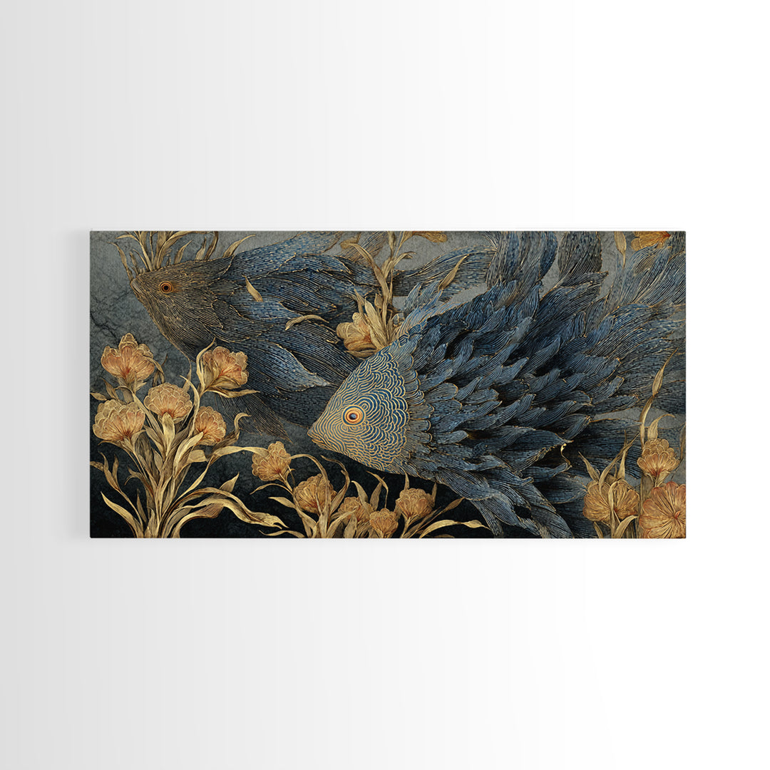 Wild Coral Reef Canvas Print, Maximalist Art, Art Nouveau, Living Room Decor, Fine Art, Maximal, Living Room Wall Art, MAX-2x1-61