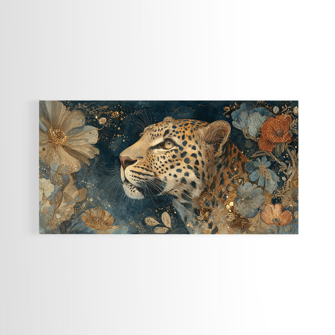 Rainbow Leopard Portrait Framed Canvas Print, Maximalist Art, Luxury Decor, Living Room Decor, Fine Art, Maximal, MAX-2x1-8