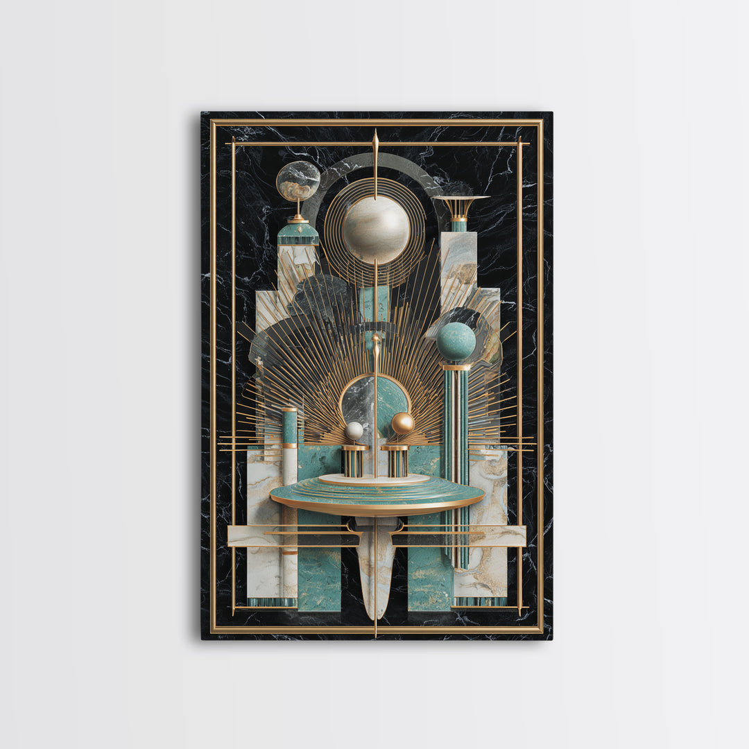 Surreal Room of Floating Objects as Decorative Framed Canvas Print, Maximalist Art, Abstract Art, Living Room Decor, Maximal, MAX-2x3-41