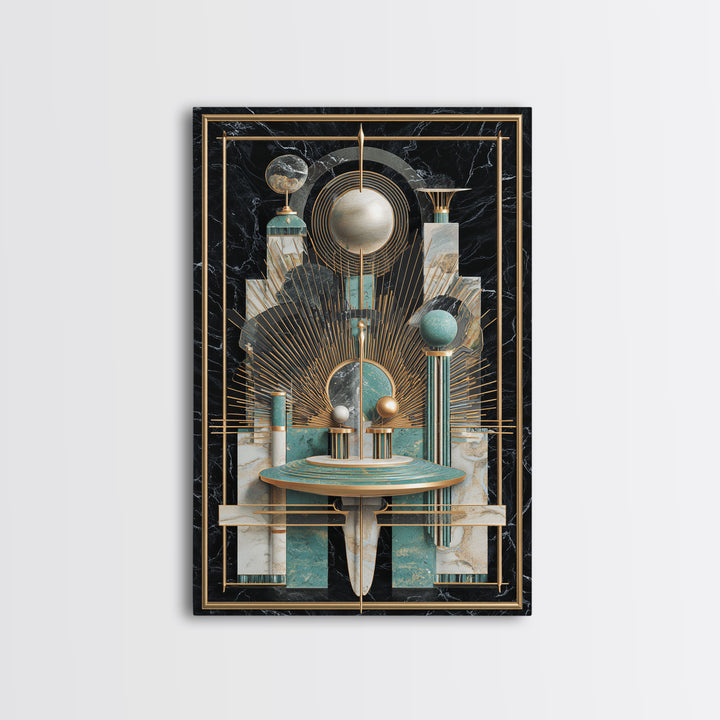 Surreal Room of Floating Objects as Decorative Framed Canvas Print, Maximalist Art, Abstract Art, Living Room Decor, Maximal, MAX-2x3-41