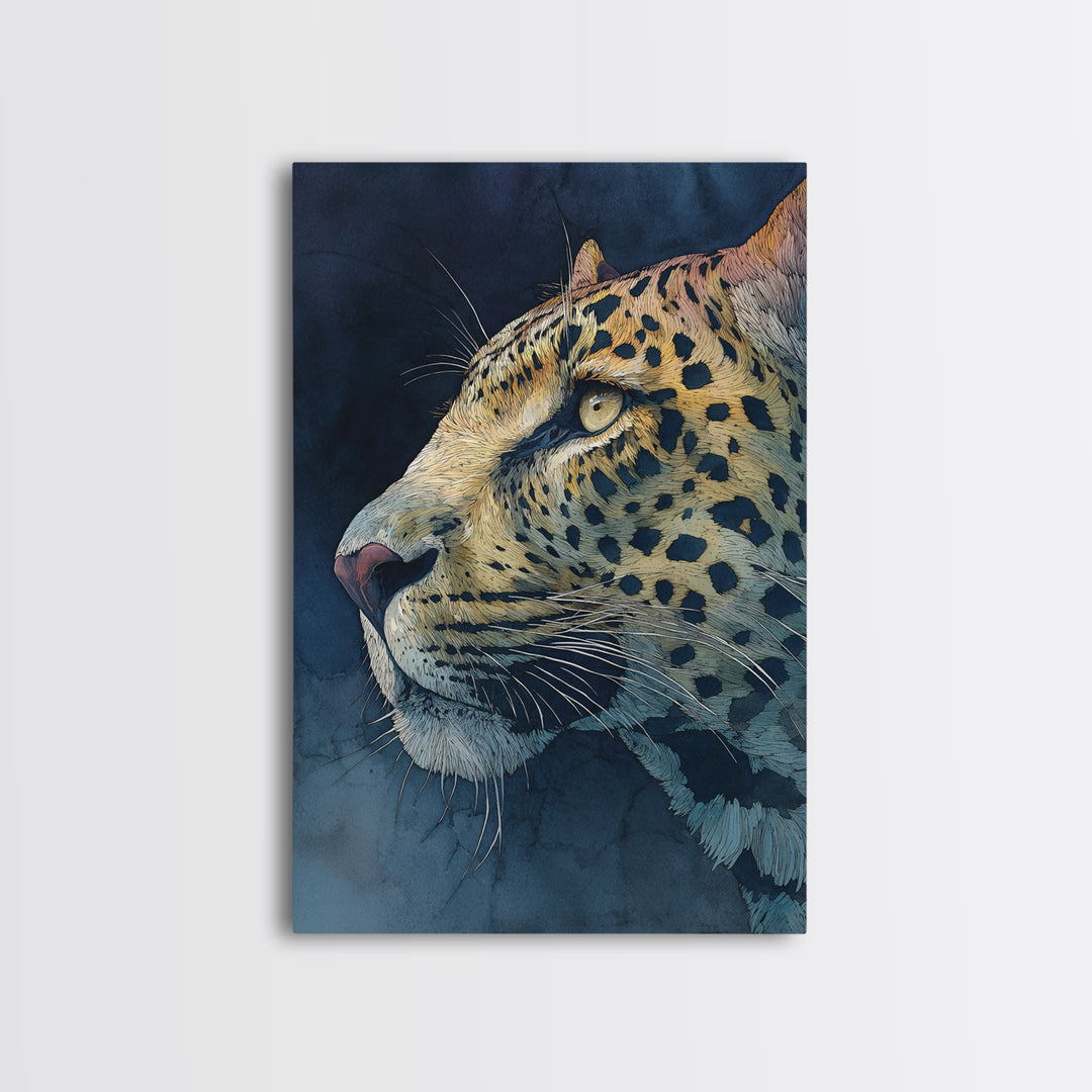 Rainbow Leopard Portrait Framed Canvas Print, Maximalist Art, Boho Wall Art, Living Room Decor, Maximal, Trendy Wall Art, MAX-2x3-68