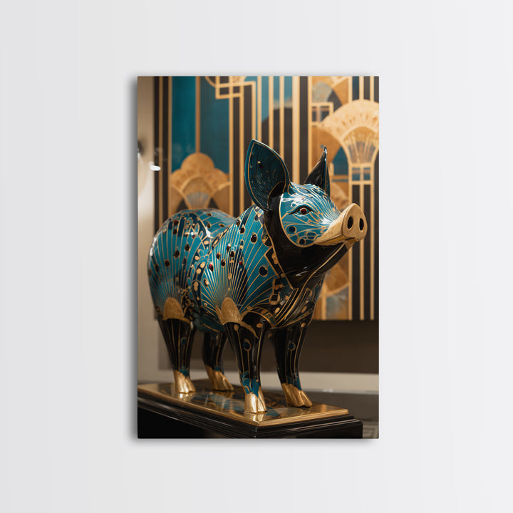 Folk Art Animal Parade Canvas Print, Maximalist Art, Pink Wall Art, Living Room Decor, Fine Art, Maximal, Gallery Decor, MAX-2x3-96