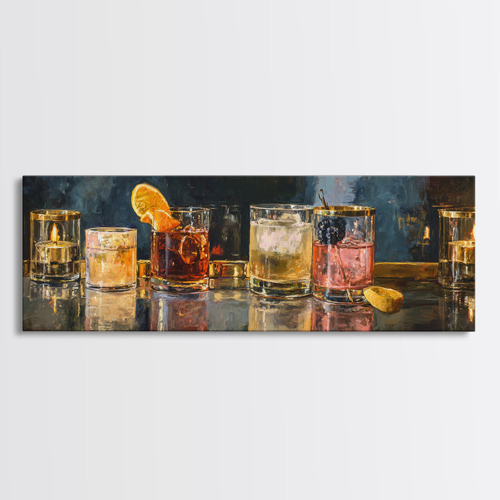Retro Maximalist Cocktail Still Life Framed Canvas Print, Maximalist Art, Digital Art, Living Room Decor, Fine Art, Maximal, MAX-3x1-10
