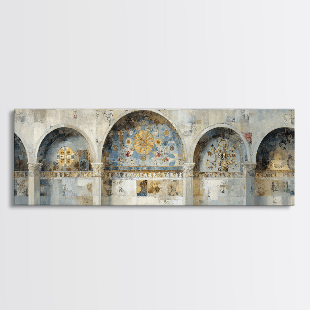 Ornamental Arch Filled Framed Canvas Print, Maximalist Art, Art Prints, Living Room Decor, Maximal, Dark Academia Decor, MAX-3x1-59