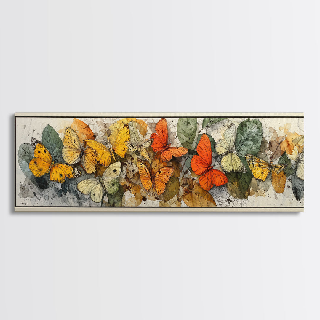 Framed Butterfly Collection Framed Canvas Print, Maximalist Art, Contemporary Art, Living Room Decor, Fine Art, Maximal, MAX-3x1-63