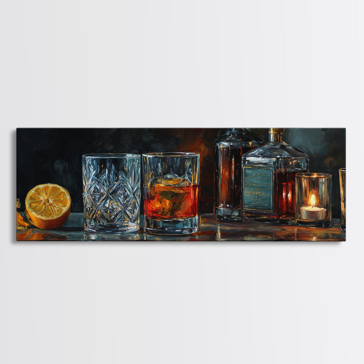 Retro Maximalist Cocktail Still Life Framed Canvas Print, Maximalist Art, Boho Wall Art, Living Room Decor, Fine Art, Maximal, MAX-3x1-82