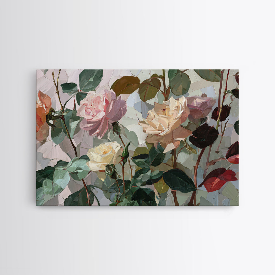 Baroque Roses Mixed Framed Canvas Print, Maximalist Art, Boho Wall Art, Living Room Decor, Fine Art, Maximal, Trendy Wall Art, MAX-3x2-10
