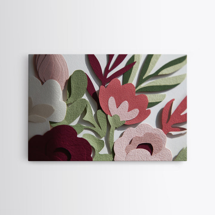 Matisse Inspired Cutouts with Vivid Floral Motifs Canvas Print, Maximalist Art, Digital Print, Living Room Decor, Maximal, MAX-3x2-14