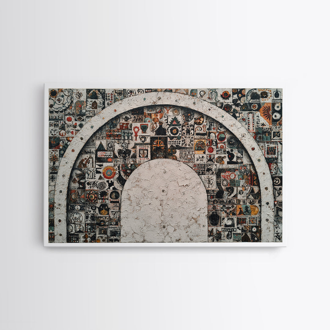 Ornamental Arch Filled Framed Canvas Print, Maximalist Art, Modern Art, Living Room Decor, Fine Art, Maximal, Textured Painting, MAX-3x2-23