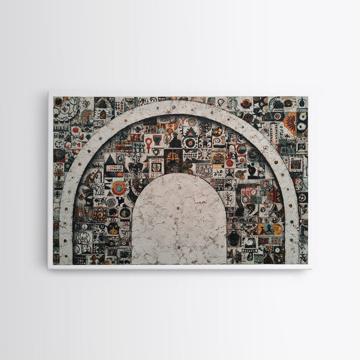 Ornamental Arch Filled Framed Canvas Print, Maximalist Art, Modern Art, Living Room Decor, Fine Art, Maximal, Textured Painting, MAX-3x2-23