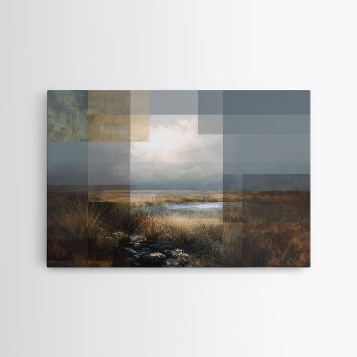 Eclectic Checkerboard Landscape Canvas Print, Maximalist Art, Moody Wall Art, Living Room Decor, Fine Art, Maximal, MAX-3x2-33
