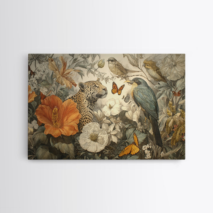 Explosive Floral Jungle Framed Canvas Print, Maximalist Art, Modern Art, Living Room Decor, Oil Painting, Maximal, MAX-3x2-5
