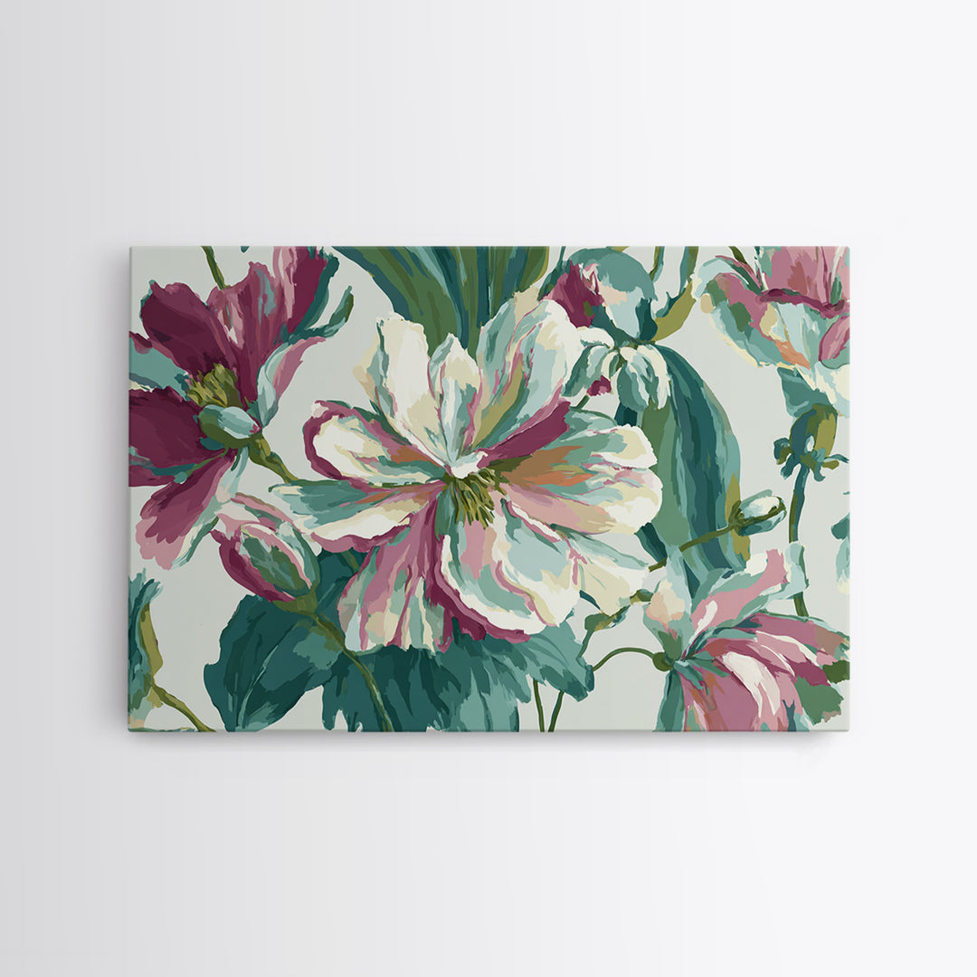Matisse Inspired Cutouts with Vivid Floral Motifs Canvas Print, Maximalist Art, Retro Wall Art, Living Room Decor, Maximal, MAX-3x2-86
