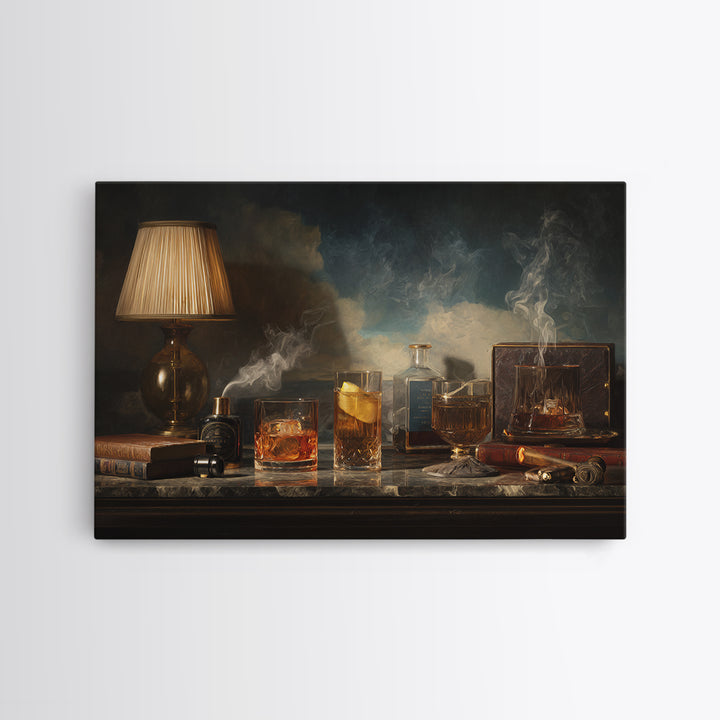 Retro Maximalist Cocktail Still Life Canvas Print, Maximalist Art, Funky Wall Art, Living Room Decor, Abstract Art, Maximal, MAX-3x2-94