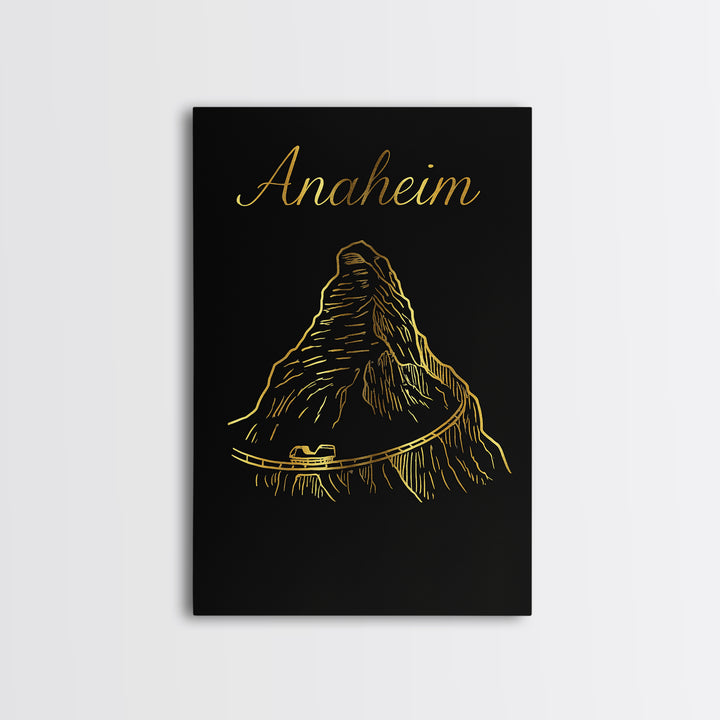 Anaheim Travel Poster, Canvas Print, Gold Outline Poster Art, Anaheim City Art, City Travel Prints, Travel Poster Set, Gift For Travelers