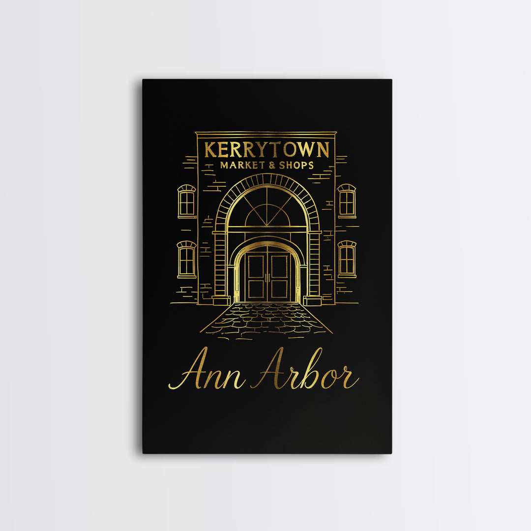 Ann Arbor Travel Poster, Canvas Print, Dark Minimalist Wall Art, Ann Arbor Poster Print, Wanderlust Decor, City Travel Prints, Design 3