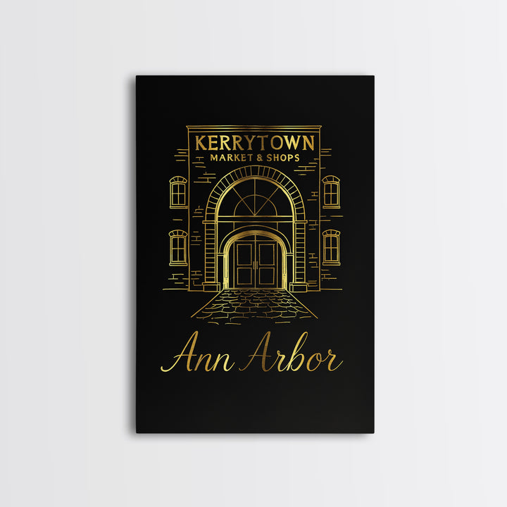 Ann Arbor Travel Poster, Canvas Print, Dark Minimalist Wall Art, Ann Arbor Poster Print, Wanderlust Decor, City Travel Prints, Design 3